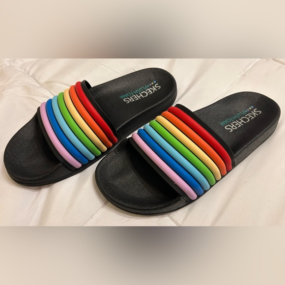 Skechers Shoes - Skechers Sunny Slide Rainbow Plush Foam Sandals